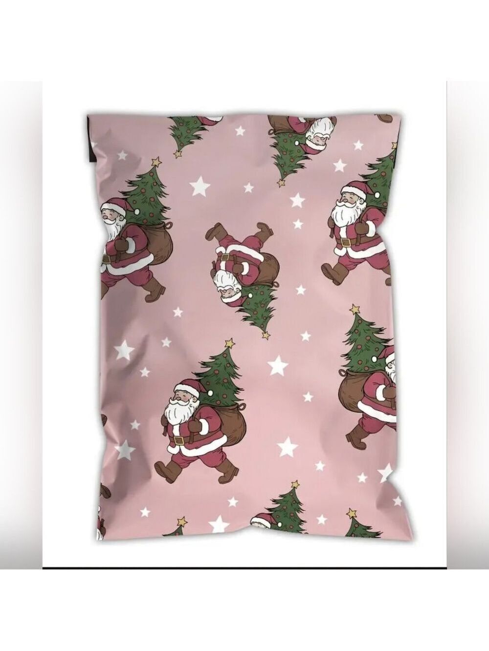 Ten Pink Santa Claus Christmas Sack 12x15.5 Poly Mailers